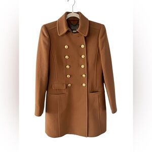 J.Crew tan double breasted double cloth wool Italian coat